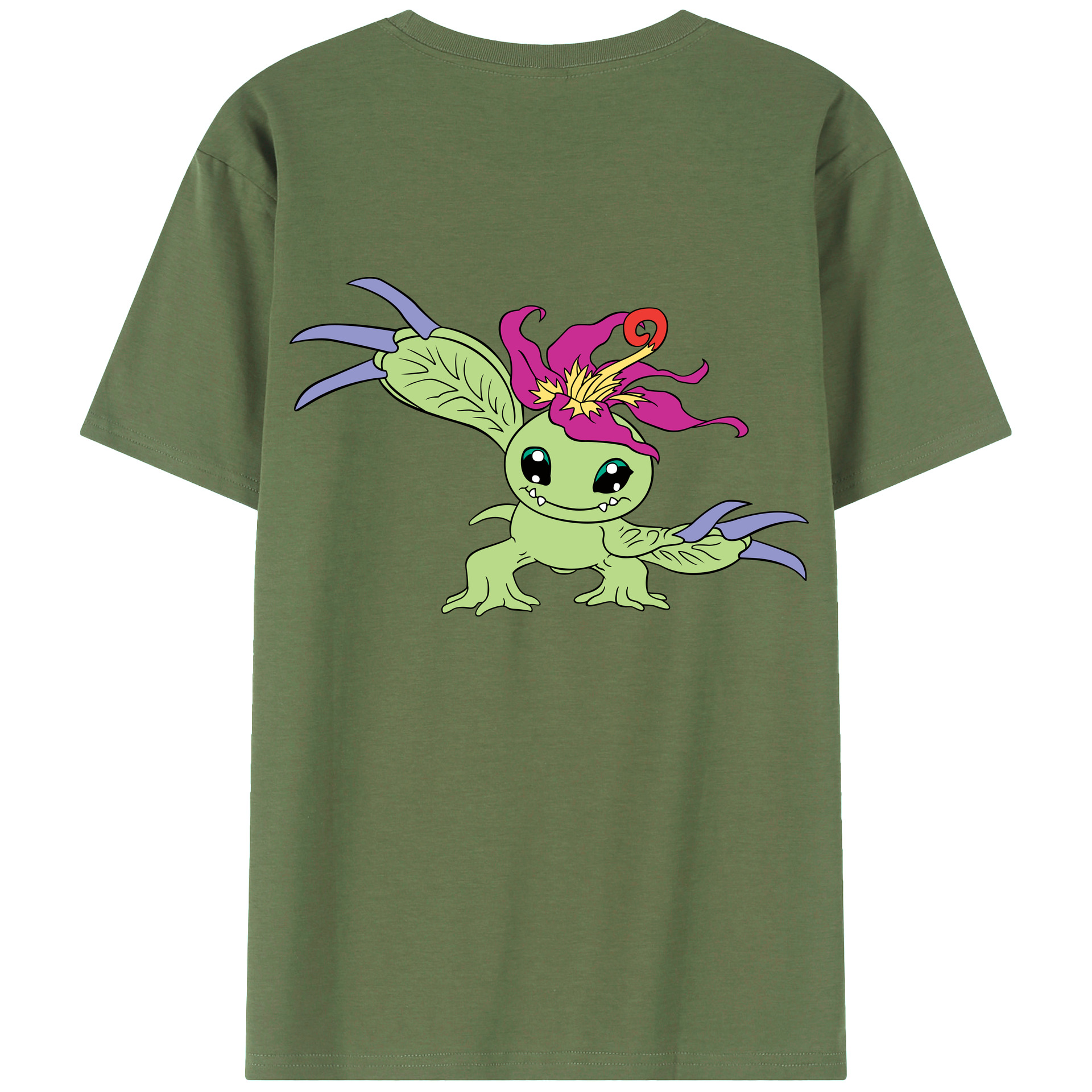 （画像用） Digimon デジタルモンスター/デジモン 綿100％ メンズ半袖Tシャツ（バックプリント） 通気性